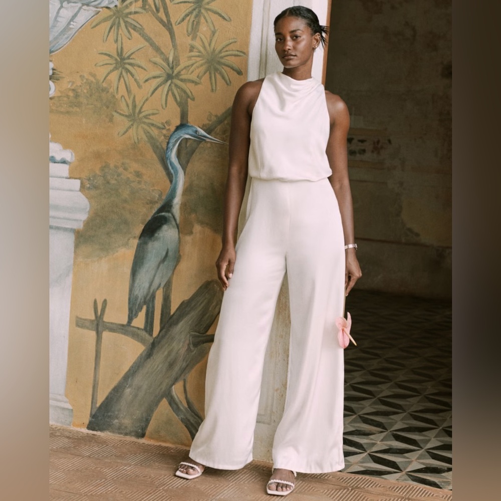 Abercrombie White Satin Jumpsuit